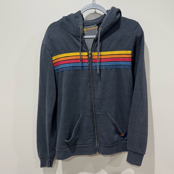 Aviator Nation Size Medium Loungewear Set Rainbow Stripe Hoodie & Sweatpants - Picture 3 of 7